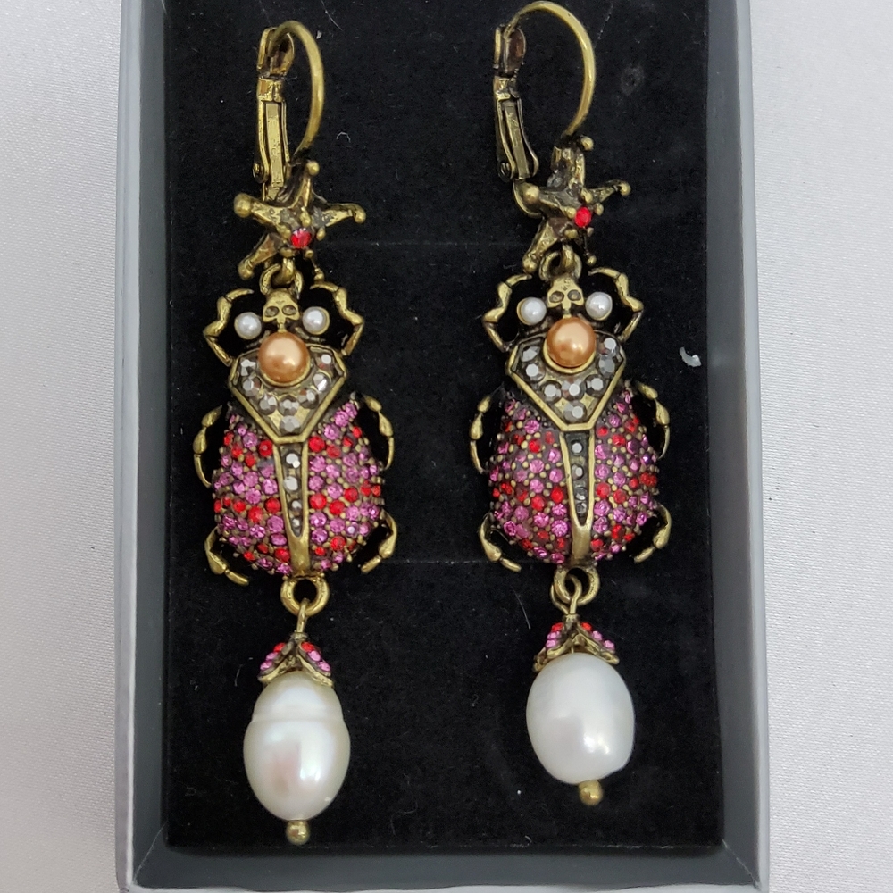 RED SCARAB BEETLE EARRINGS
